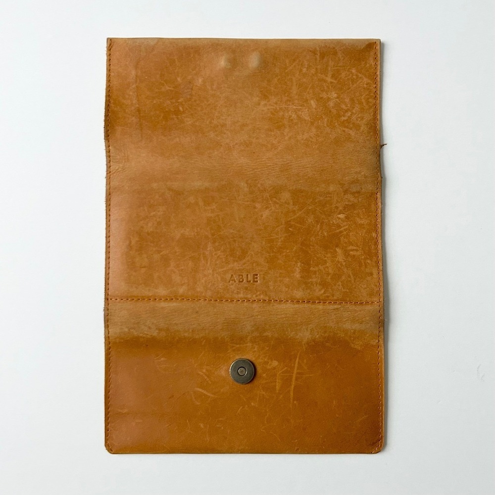 Able Debre Wallet Cognac Brown Leather Magnetic Snap Handcrafted in Ethiopia - Picture 6 of 6